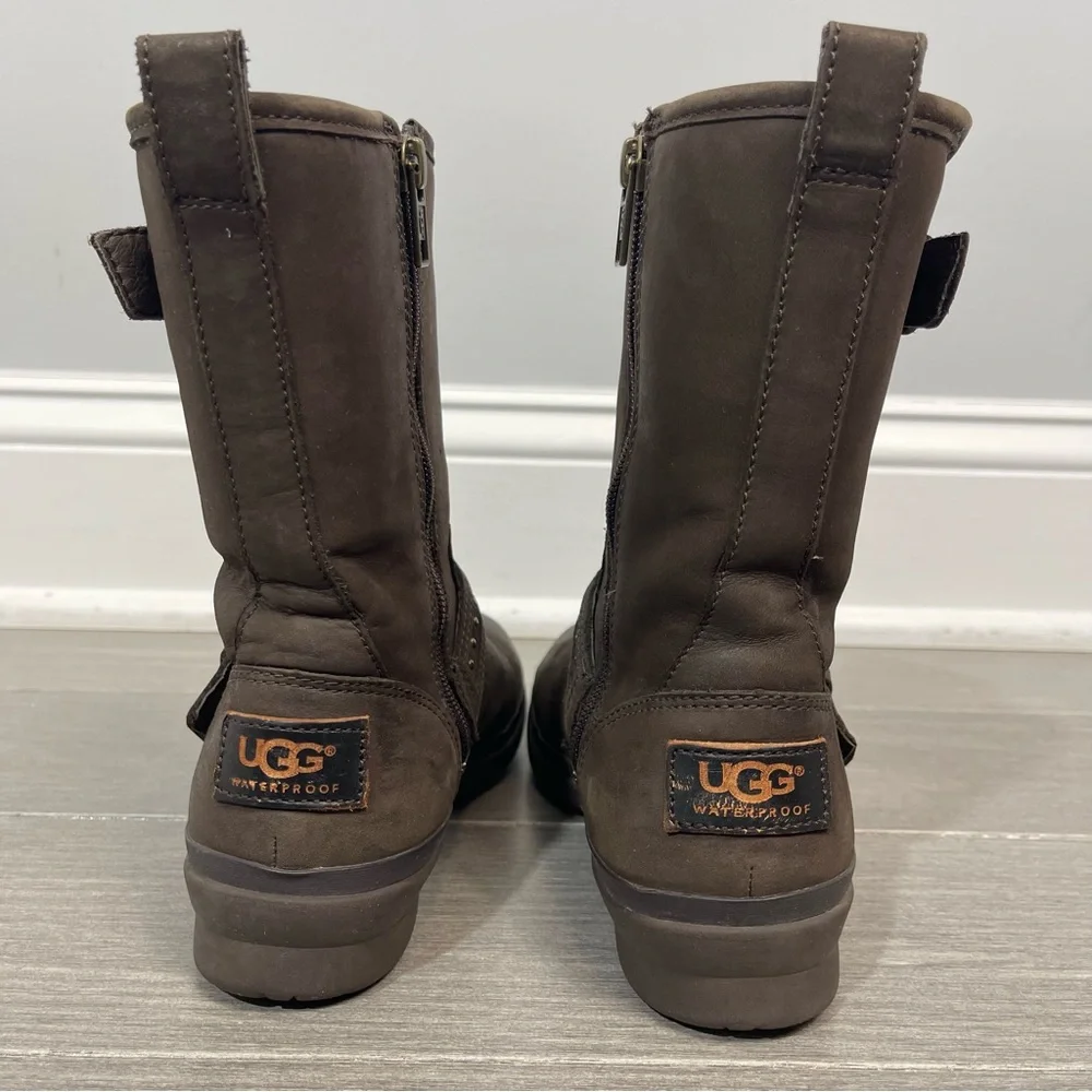 UGG Women's Jenise Winter Waterproof Insulated Rain Boots Stout Brown Size 5M US - Picture 5 of 11